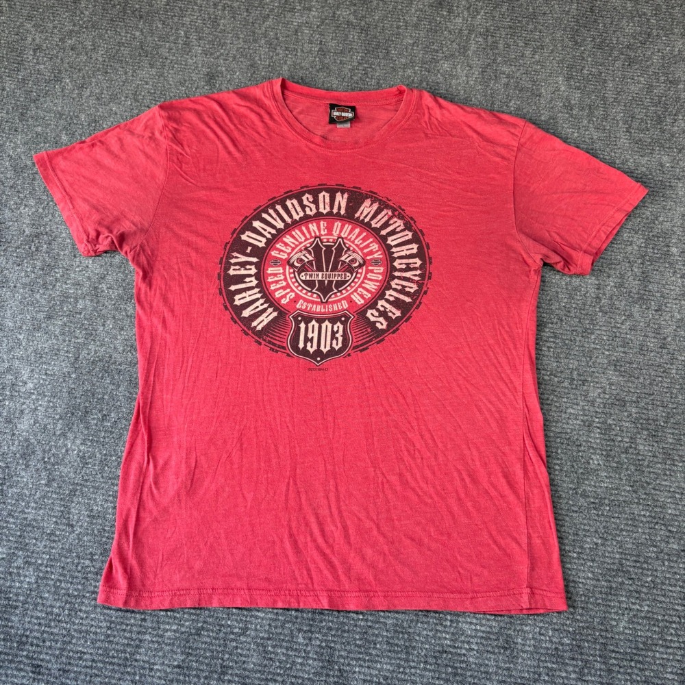 Harley-Davidson Mens Red Conrads Joliet IL Graphic T-Shirt Size L 2018 Heather